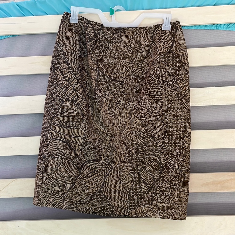 Brown Patterned Carlisle Midi Skirt